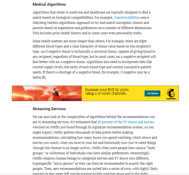 przykład reklamy natywnej dla ślepoty banerowej