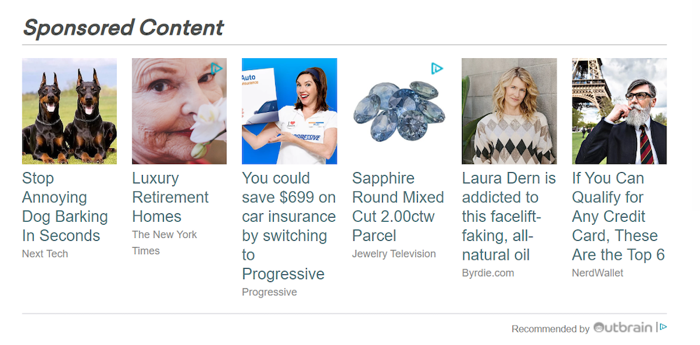 TaboolaとOutbrainの合併のサンプルコンテンツ