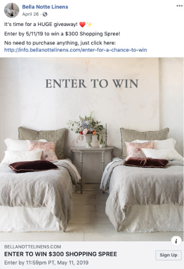 eコマースFacebook広告コンテストの例