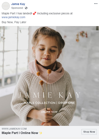 eコマースFacebook広告のヒント動的な製品広告の例