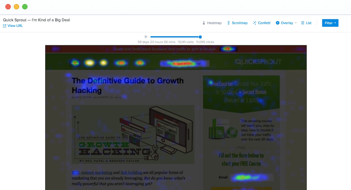 Tumpukan pengujian A/B Crazy Egg