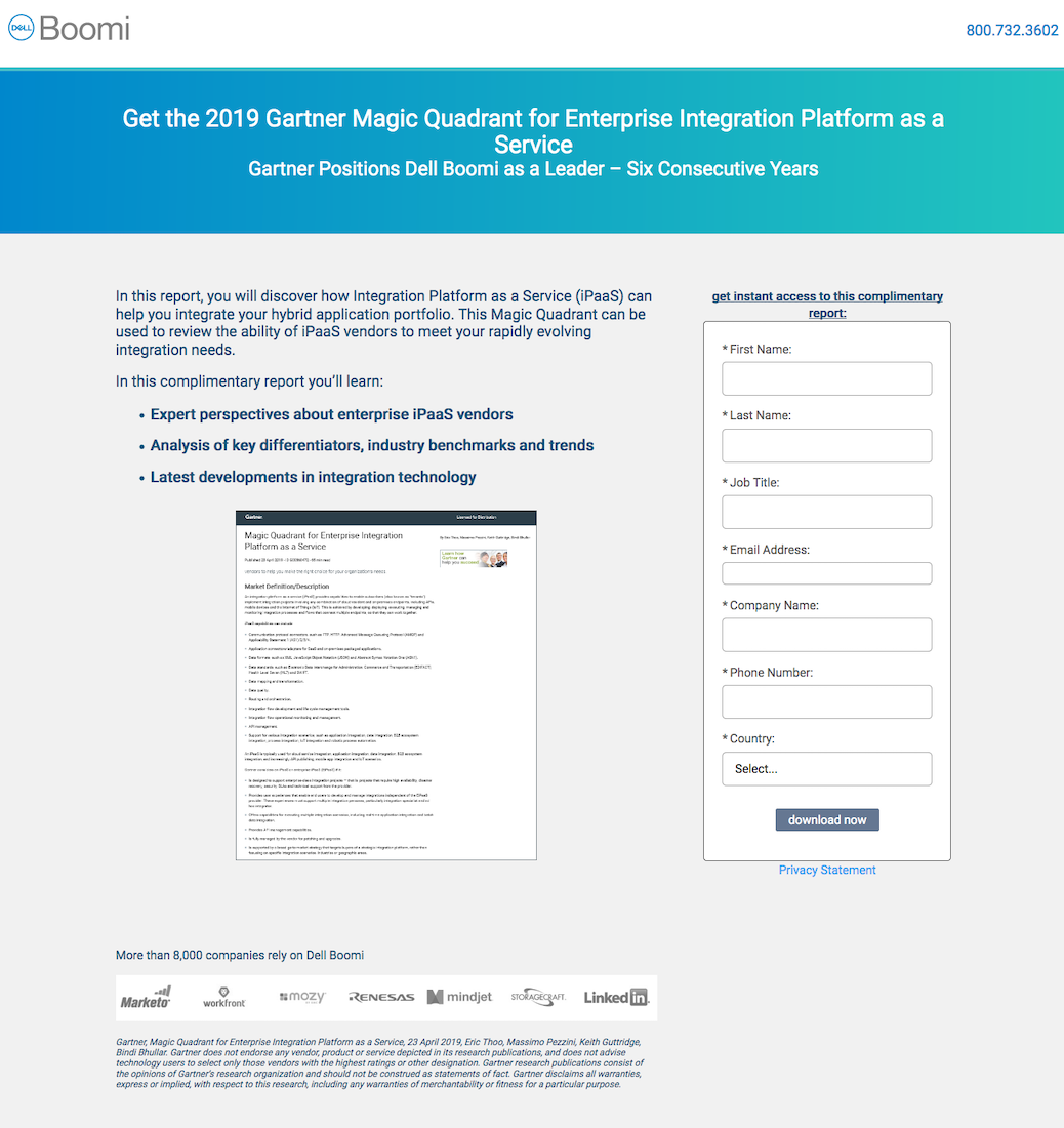 DellBoomiランディングページGartnerレポート