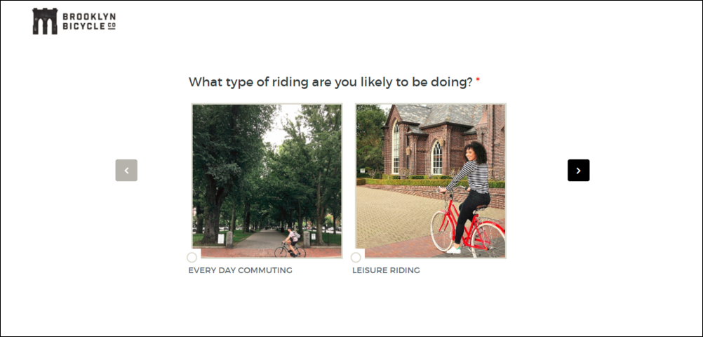 test de recomandare pentru comerțul electronic Biciclete Brooklyn