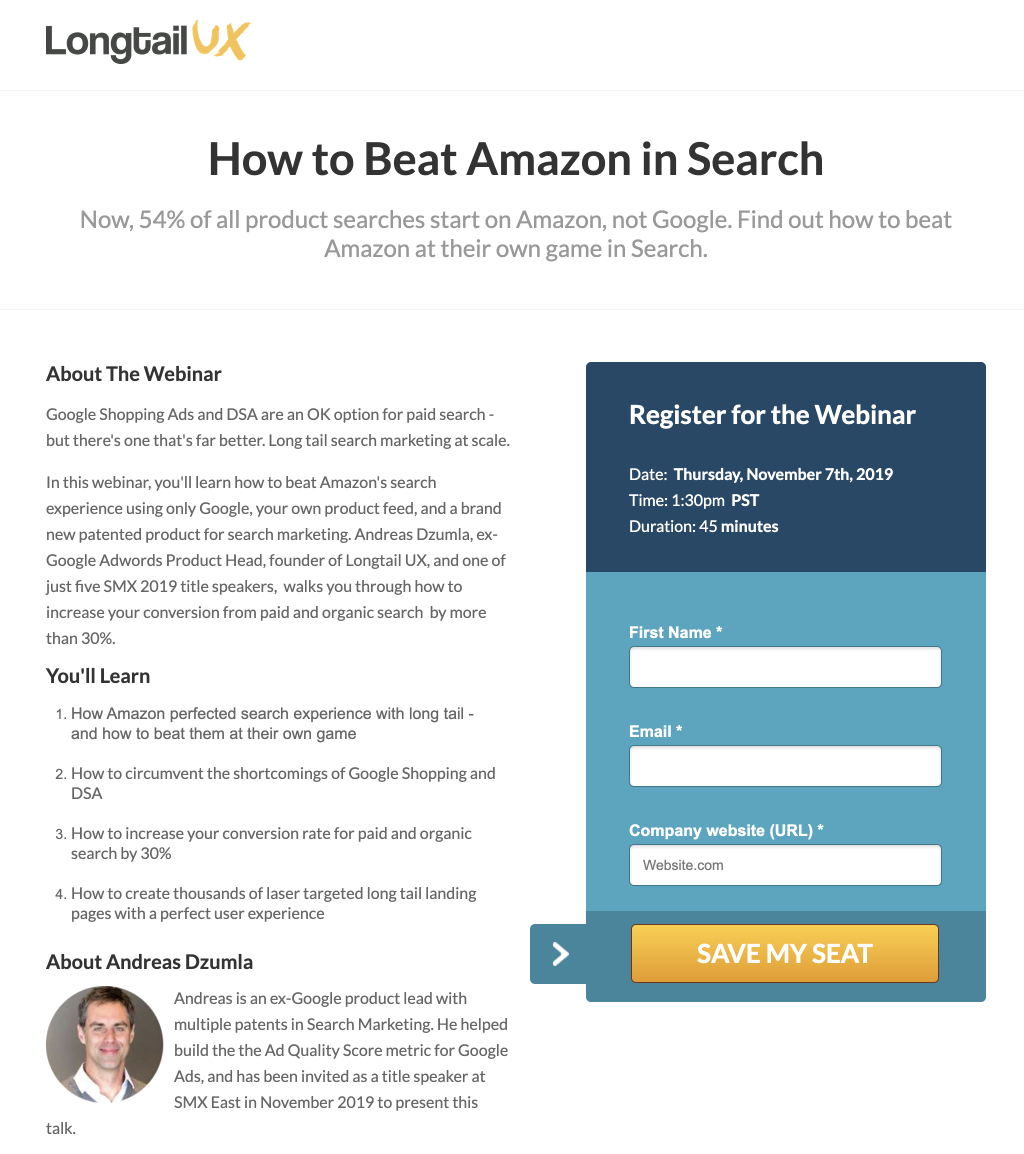 tehnica paginii de destinație potrivire mesaj