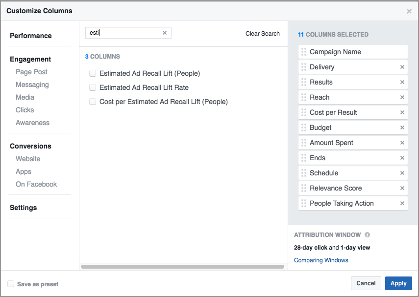 Dostosowane kolumny zwiększające rozpoznawalność reklam na Facebooku