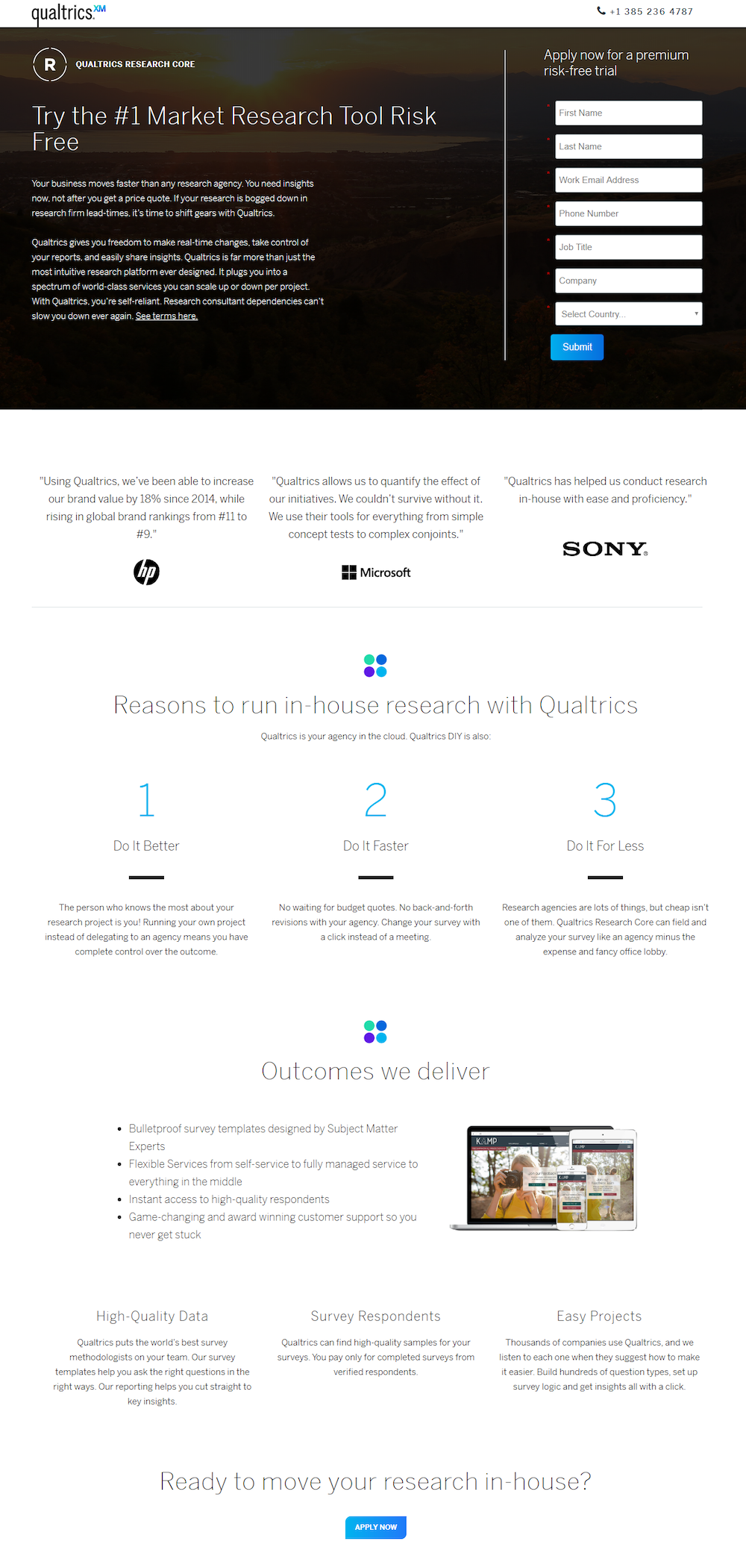 Qualtrics หน้า Landing Page ของการค้นหาของ Google