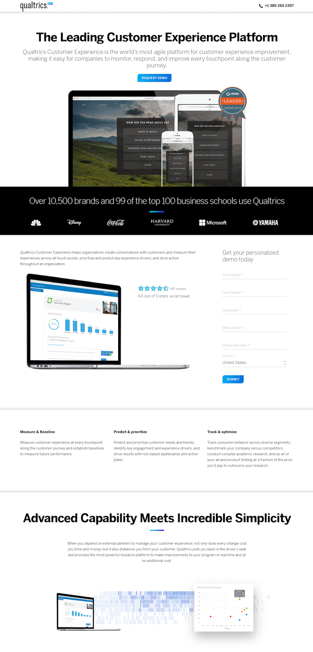 หน้า Landing Page ของ Qualtrics Bing