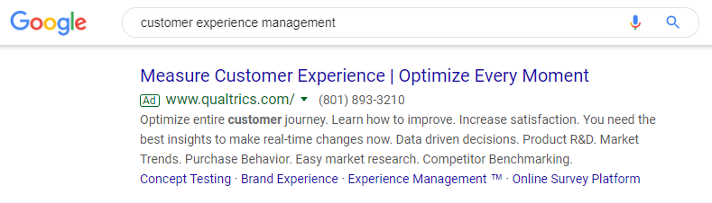 ตัวอย่างโฆษณาบนเครือข่ายการค้นหาที่เสียค่าใช้จ่าย