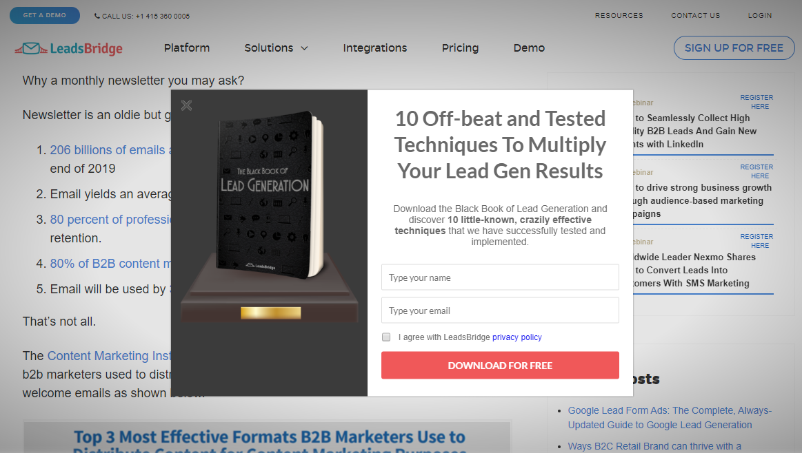 suggerimenti per la generazione di lead pop-up a tempo