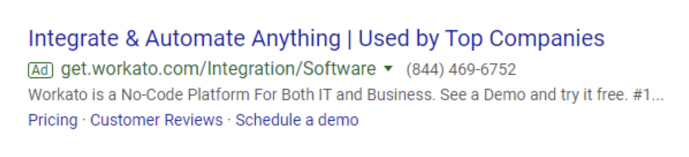 suggerimenti per la generazione di lead Esempio di ricerca a pagamento Workato