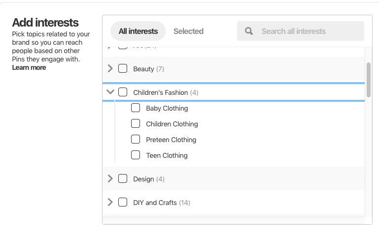 Pinterestのインタレストターゲティング