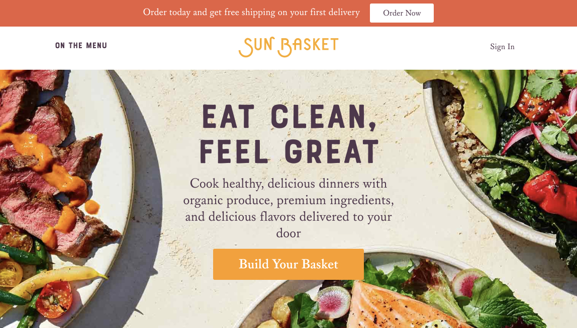 หน้า Landing Page ชุดสมัครสมาชิก Sun Basket