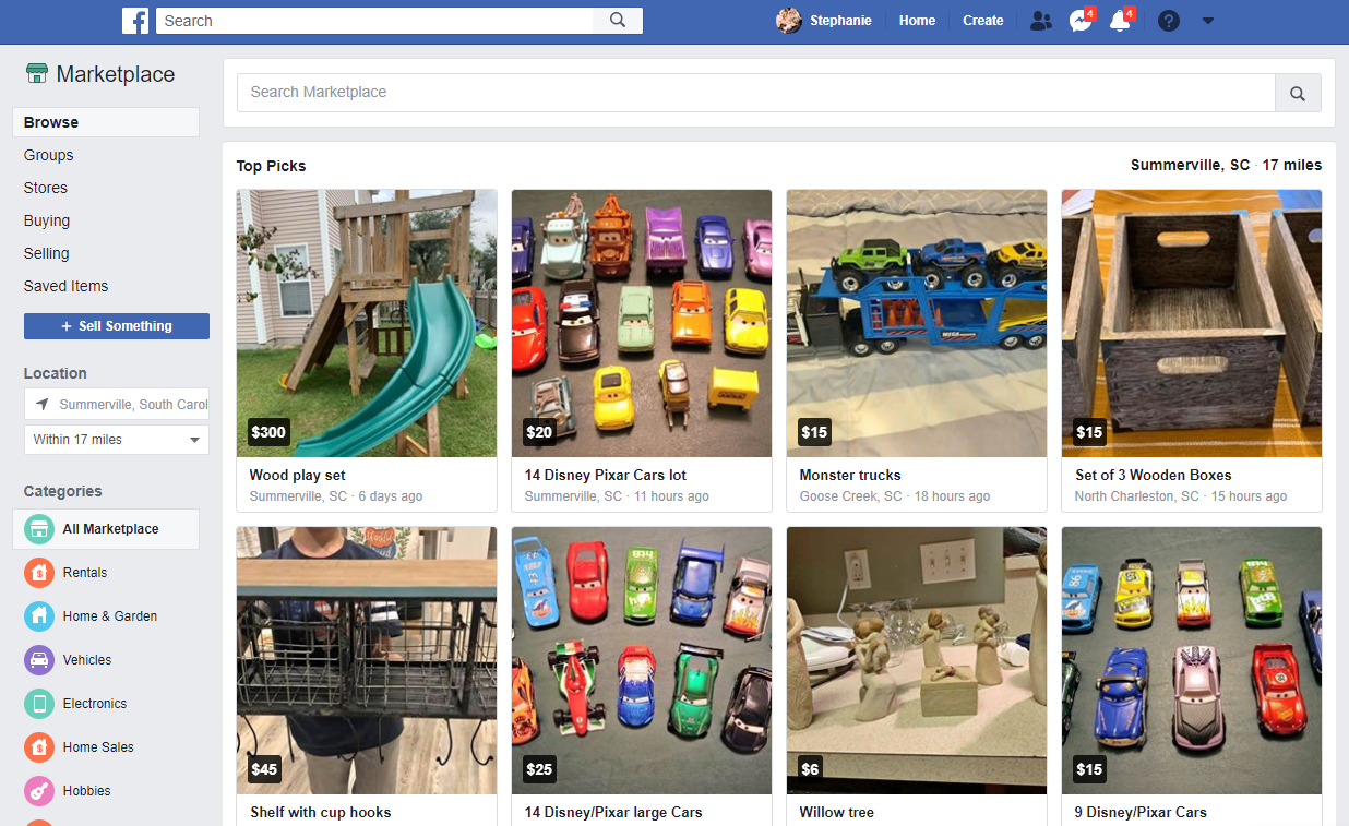 Layout der Facebook Marketplace-Anzeigen