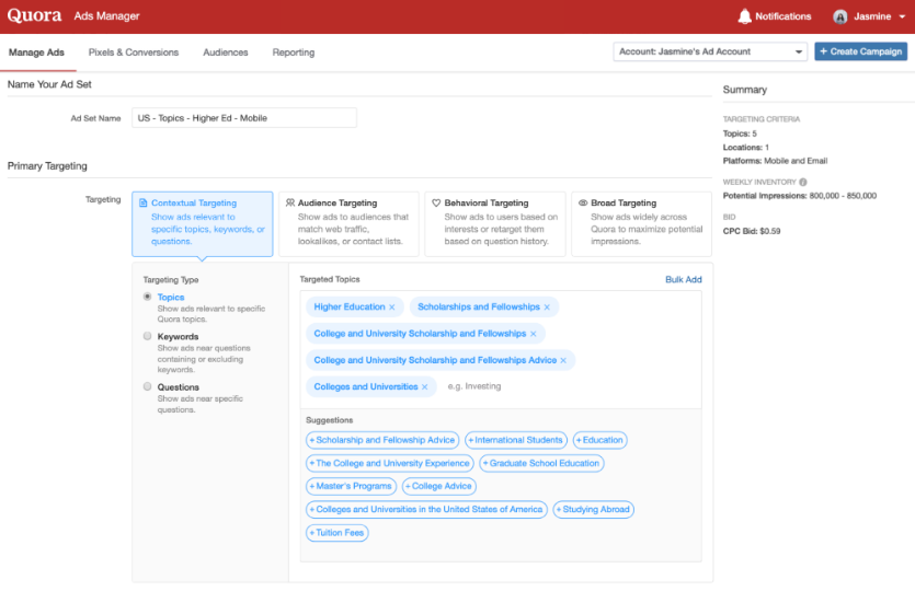 Quora Kontext-Targeting