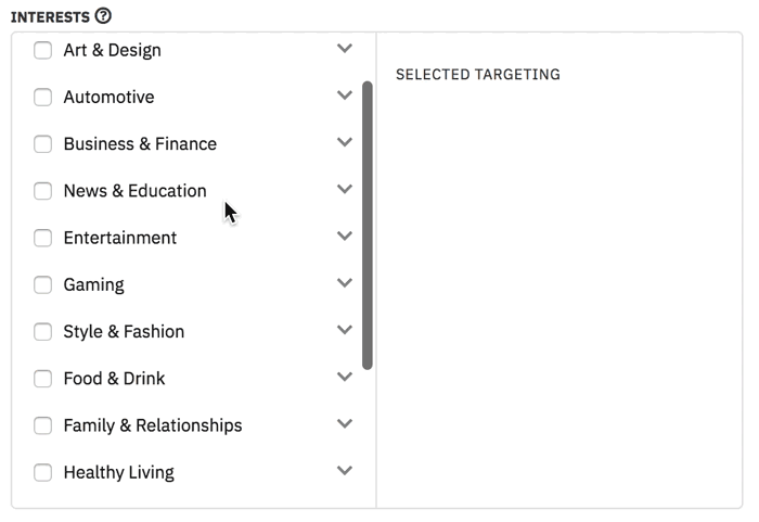 Reddit-Targeting nach Interessen