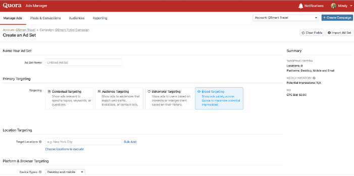 Quora Breites Targeting