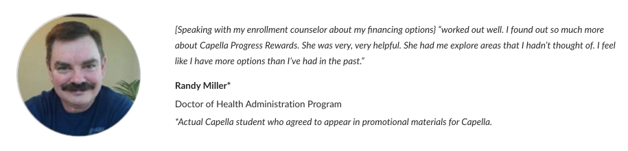 Depoimento de financiamento da Capella University