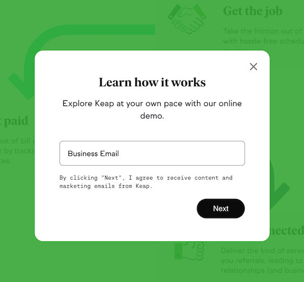 Keap 重定向登陆页面弹出演示表单