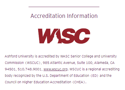 Acreditación WASC de la Universidad de Ashford