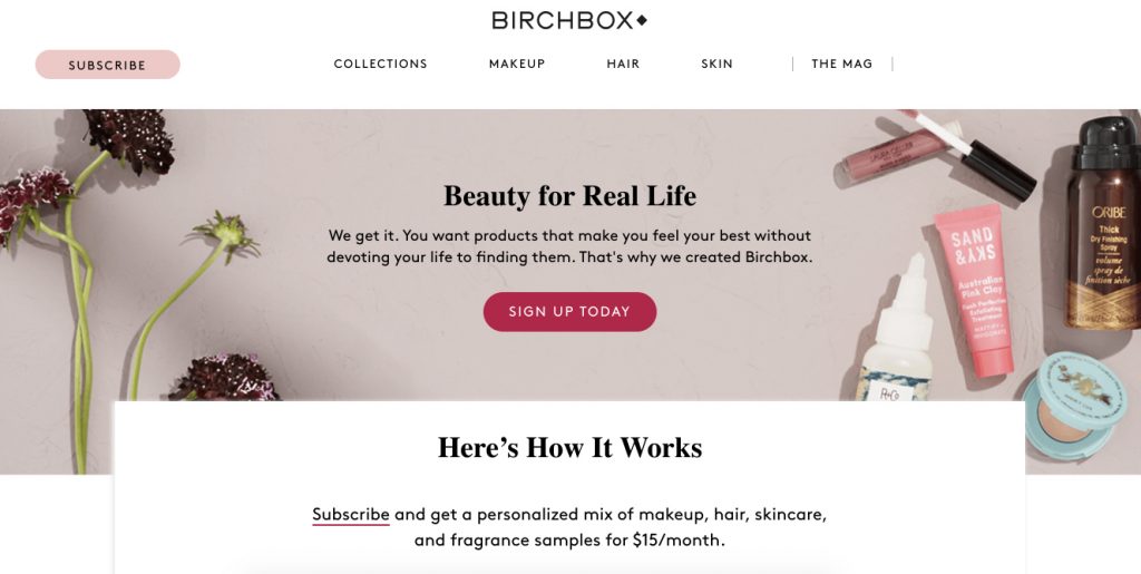 Birchbox كيف تعمل الصفحة المقصودة