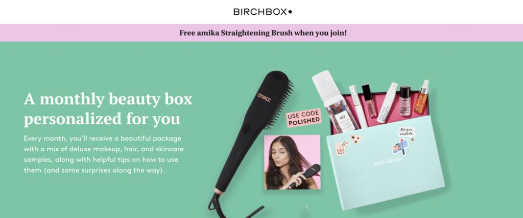 الصفحة المقصودة لإضافة رابط أقسام الموقع Birchbox Amika