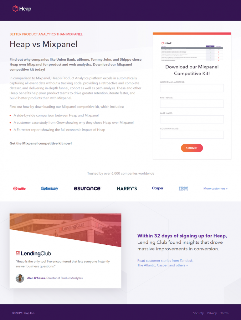 在競爭對手堆比較頁面上出價