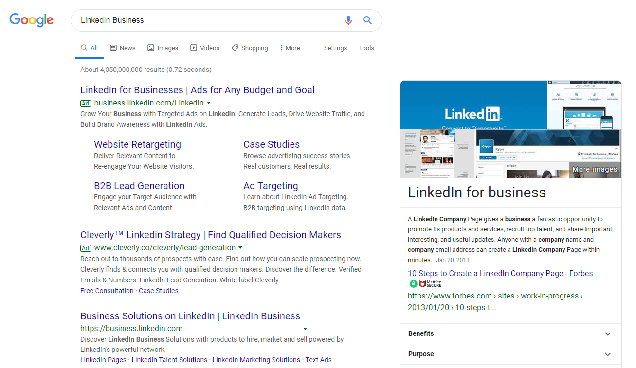 exemple d'enchère de marque sur LinkedIn