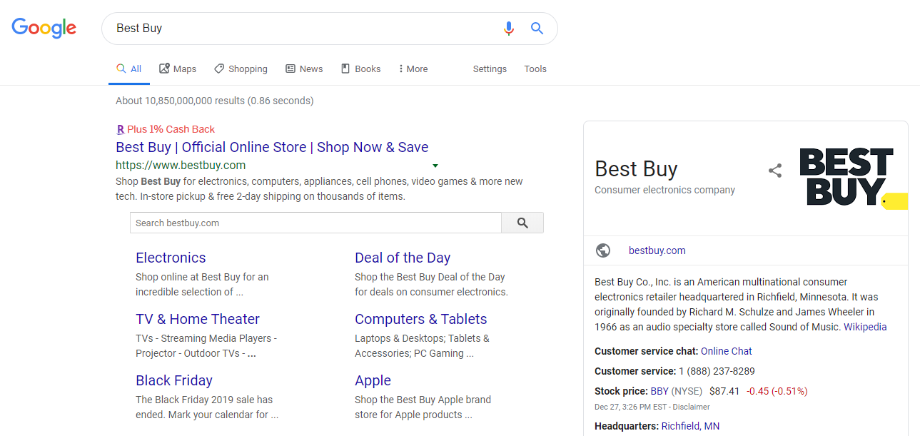 enchérir sur votre propre marque, exemple Best Buy