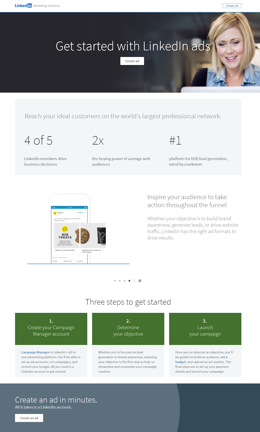 exemple de page de destination LinkedIn d'appel d'offres de marque