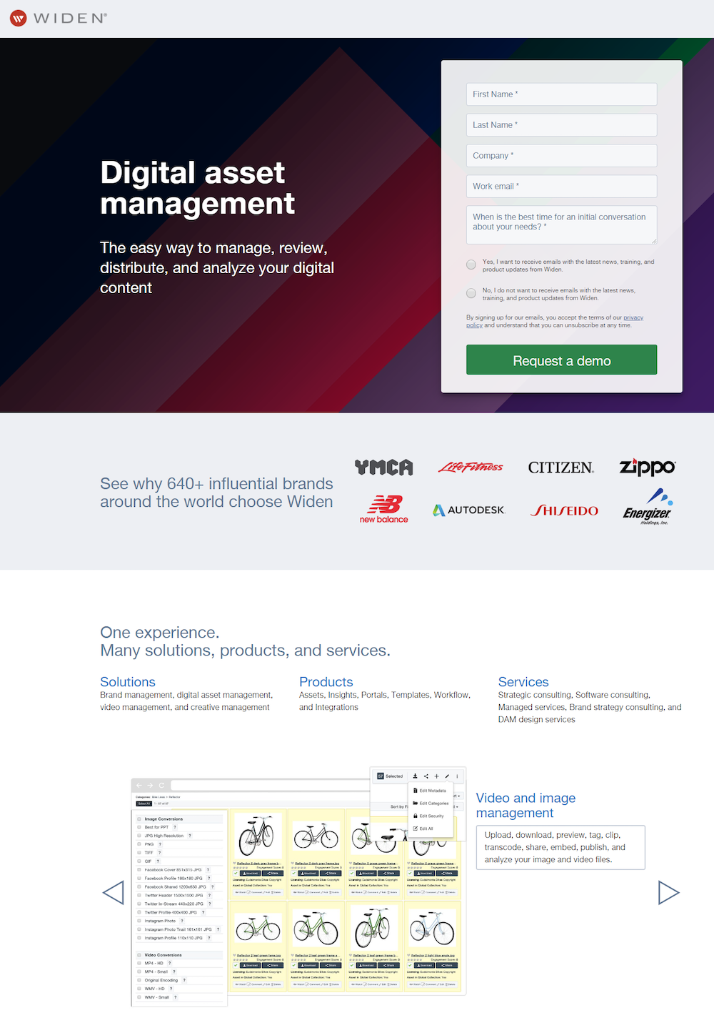 enchères de marque Élargir la page de destination