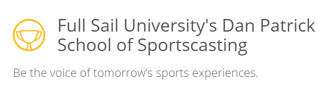 Titre de la page de destination de la diffusion sportive de l'Université Full Sail