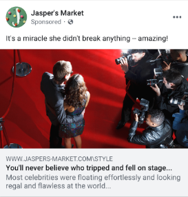 Exemple de publicités Facebook ne fournissant pas d'informations sur la rétention