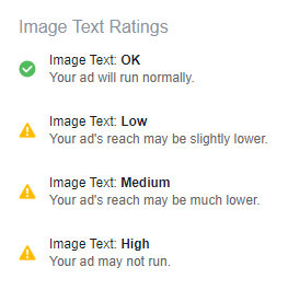 Les publicités Facebook ne fournissent pas trop de texte