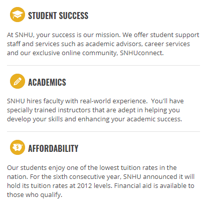 SNHU 프로그램 혜택