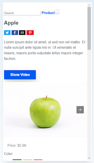 用于电子商务产品页面的 AMP 示例
