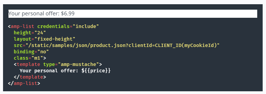 用于电子商务个性化内容列表代码的 AMP