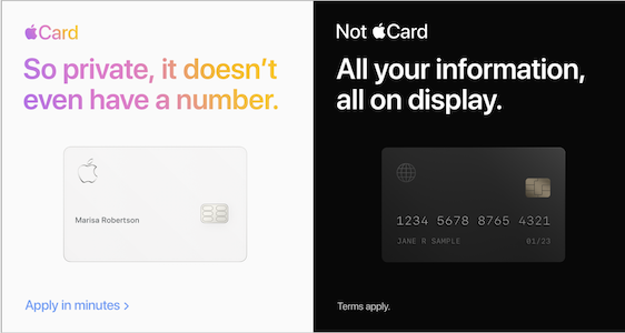 โฆษณาแสดงความเป็นส่วนตัวของ Apple Card