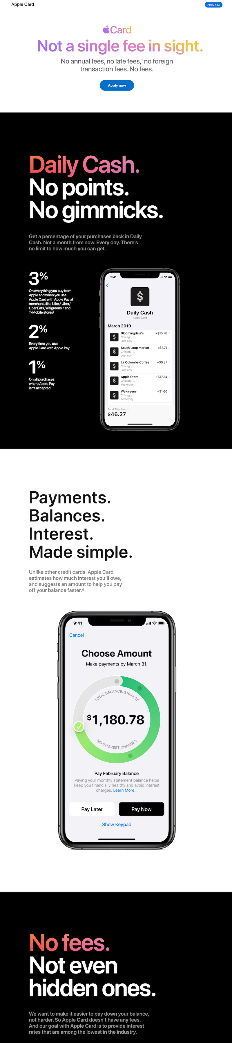 Apple Card ไม่มีค่าธรรมเนียมหน้า Landing Page หลังคลิก