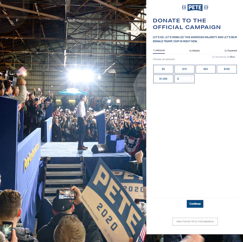 Halaman donasi Pete Buttigieg