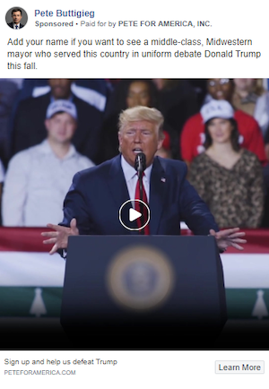 Iklan penargetan ulang Facebook Pete Buttigieg