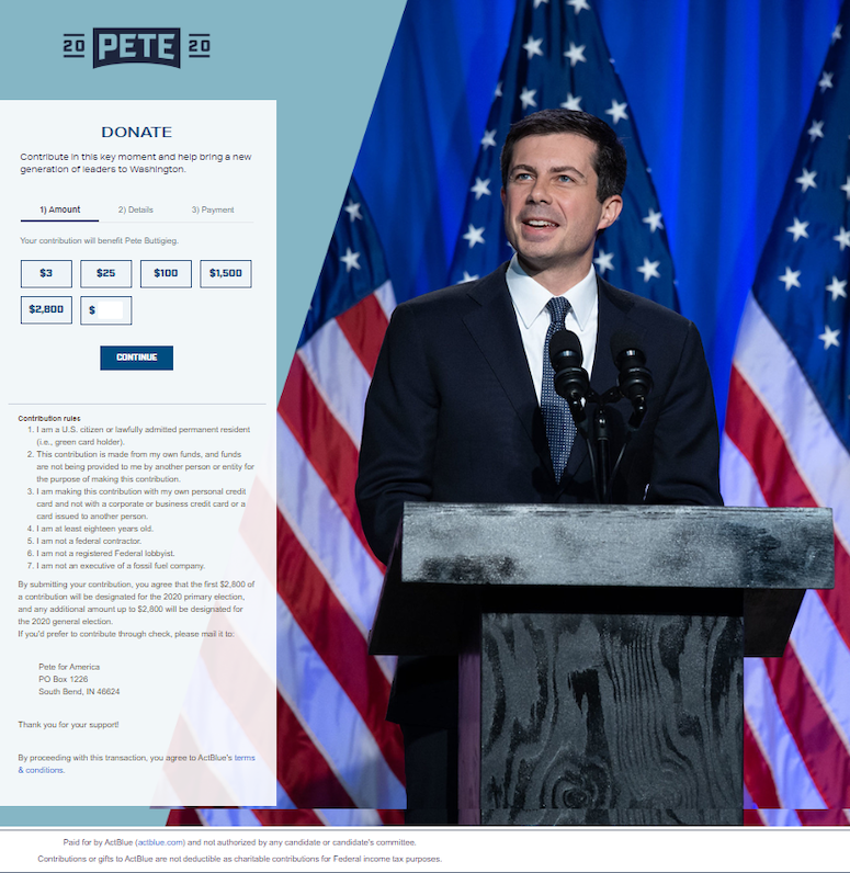 Contoh halaman Instagram Pete Buttigieg