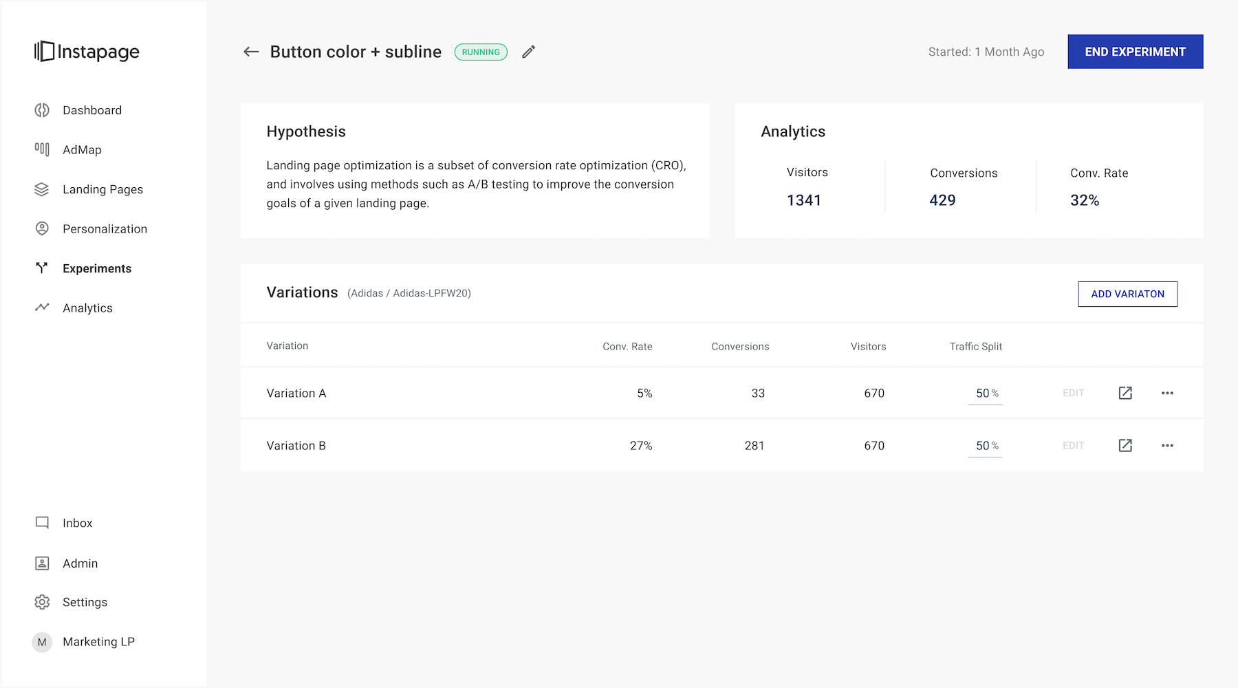 新的 Instapage UI 晶莹剔透