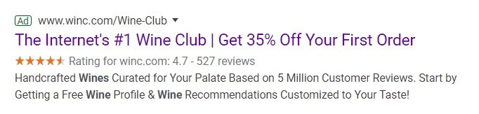 WincワインクラブGoogle検索広告