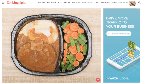 контекстная реклама Пример Cooking Light