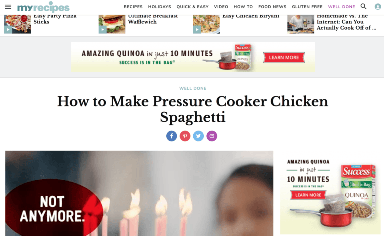 Пример контекстной рекламы MyRecipes