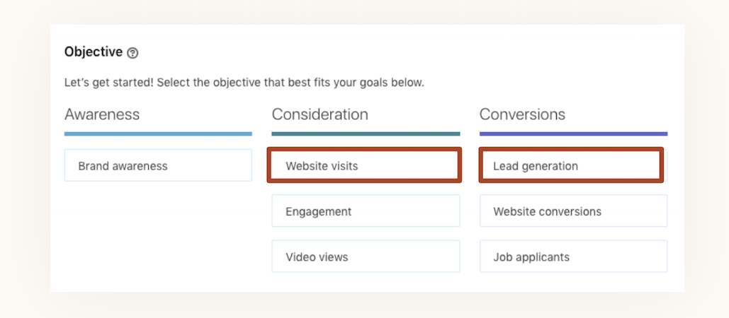 Цель лидогенерации диалоговой рекламы в LinkedIn