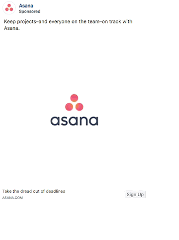 Exemple de future campagne d'annonces vidéo Asana