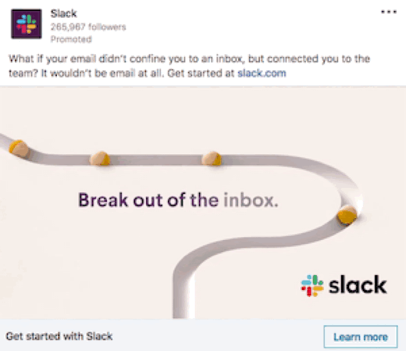 Exemple de future campagne d'annonces vidéo Slack
