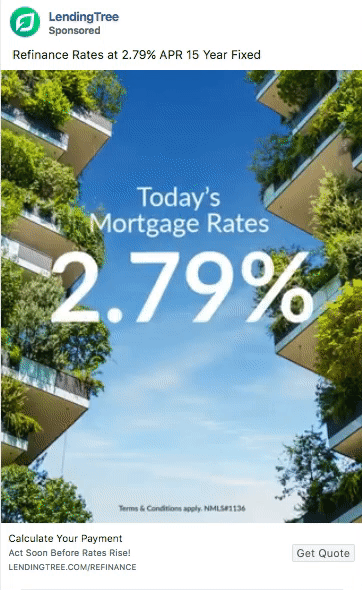 Iklan pembiayaan ulang Facebook LendingTree