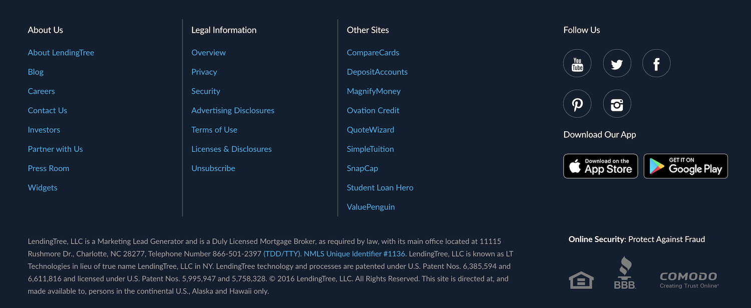 Footer beranda LendingTree